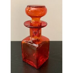 Vintage Hand Blown Rainbow Glass Red Amberina Decanter Stopper MCM
